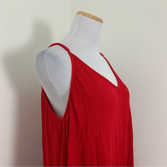 Treasure And Bond Red Coastal Travel Maxi Dress Rayon Beach Cruise Pockets 1X - Picture 15 of 17